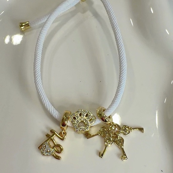 Red Cord Bracelet with Gold Charms - Picture 5 of 9